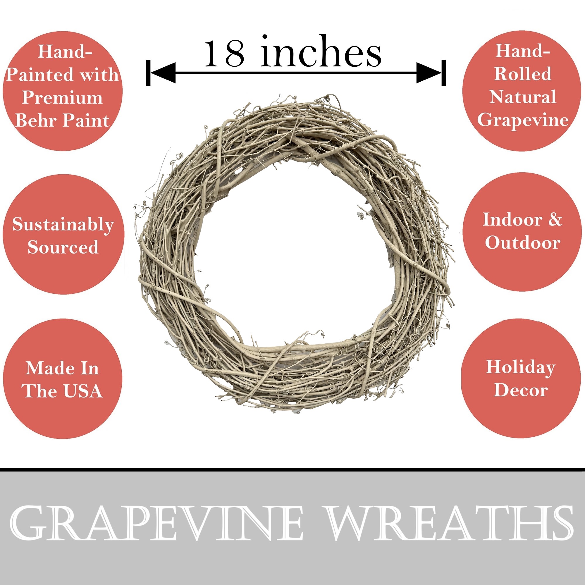 Kraft Lane: 18" Painted Grapevine Wreath - Hay - DIY Craft Projects, Handcrafted, In-Outdoor Decoration, Behr Paint, Seasonal-Holiday-Event-Home