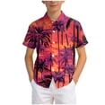 thumbnail image 4 of CAICJ98 Boy's Button Down Hawaiian Shirt Kids Short Sleeve Summer Beach Hawaiian Shirts for Boys (Orange,13-14 Years), 4 of 6