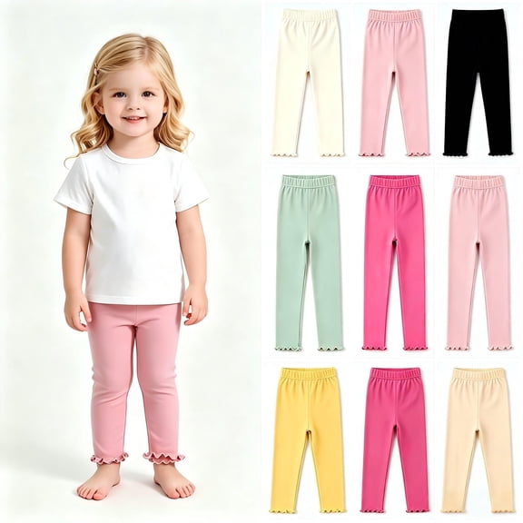 Yibosean 3-Pack Baby and Toddler Girls Leggings, Soft Stretchy Full-Length Pants, Random Colors, 6M-4T