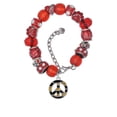 thumbnail image 4 of Delight Jewelry Silvertone Large Brown Tiger Print Peace Sign Red Paw Print Bead Bracelet, 7"+2", 4 of 4