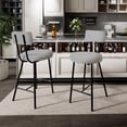 thumbnail image 4 of Bar Stool Chairs Set of 2, Modern Upholstered Counter Height Barstools with Round Seat, Armless Bar Chair with Back, Footrest and Metal Legs, for Kitchen Island, Dining Room, Cafe Pub - Grey, 4 of 8