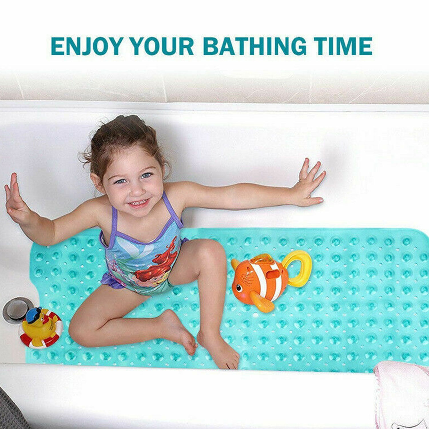 100*40cm Extra Long Bath Mat with Suction,Adds NonSlip Traction to