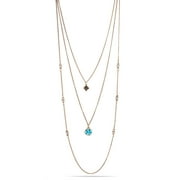 TAZZA WOMEN'S OXIDIZED ANTIQUE LOOK VINTAGE GOLD-TONE TURQUOISE AND CRYSTAL LAYERED NECKLACE #SQ251-160313