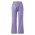 thumbnail image 7 of Diufon Linen Pants for Women Summer Wide Leg Drawstring High Waist Pant Casual Loose Boho Beach Trousers with Pockets, 7 of 7