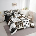 thumbnail image 3 of Feelyou Bear Deer Bedding Comforter Set 7pcs, Brown Patchwork Plaid King Bedding Sets, 3 of 8