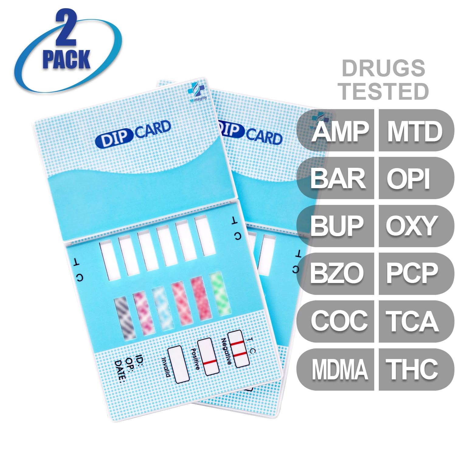 Mintegrity [2pk] - 12-Panel Dip Card Instant Urine Drug Test - (AMP/BAR/BUP/BZO/COC/MDMA/MTD/OPI/OXY/PCP/TCA/THC) #MI-WDOA-3124