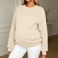 thumbnail image 2 of Yeaiivve Women's Maternity Nursing Sweatshirts Front Hidden Zipper Breastfeeding Pullover Oversized Crewneck Loose Pregnancy Sweatshirt with Pocket Beige,S, 2 of 9