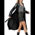 thumbnail image 2 of Chaqueta de Piel Sintética para Mujer, con Botones Sueltos, Forrada y Abertura Frontal con Cinturón. Negro S, 2 of 10