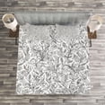 thumbnail image 3 of Ambesonne Black White Quilted Bedspread Set 3 Pcs, Sketch Flower Swirl, Queen Size, Black and White, 3 of 3