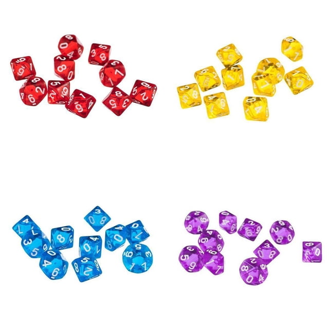 40 piezas dados de varios lados D10 mueren para niños juguete de utilería de enseñanza Zulema Dados de gemas de diez caras