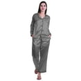 thumbnail image 5 of Moomaya Button Up Pajamas For Women Sleepwear Satin Nightwear Pants Loungewear, 5 of 6