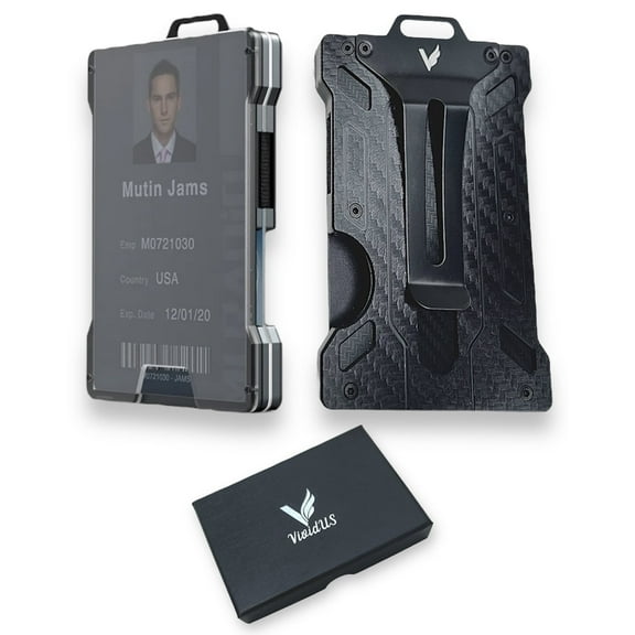 VIVIDUS Men's Slim Wallet, RFID Blocking, Modern, Money Clip, Black, 1-Piece