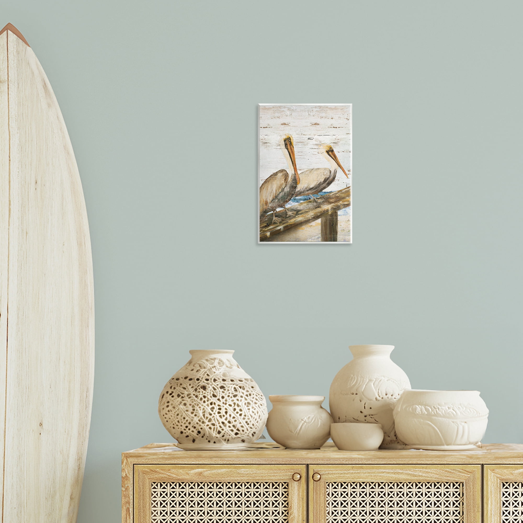 Stupell Industries Rustic Pelicans Perched Animals & Insects Painting Unframed Art Print Wall Art, 10 x 15