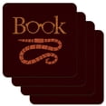 thumbnail image 1 of Book Worm with Earthworm Glasses Low Profile Novelty Cork Coaster Set, 1 of 3