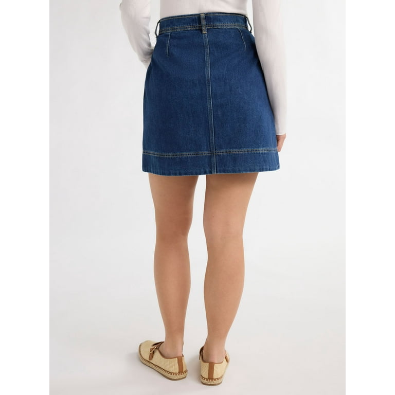 Free Assembly Women's Denim Utility Mini Skirt, Sizes 0-18