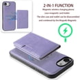 thumbnail image 5 of for iPhone 16e Wallet Case, 2-in-1 Detachable Back Magnetic Cover & PU Leather Wallet Phone Case, with Folio 4 Card Holders, Support Mag-Safe Charging Case for iPhone 16e, Purple, 5 of 6
