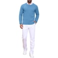 thumbnail image 2 of SUÉTER PULLOVER DE PUNTO TEXTURIZADO EN ESPIRAL PARA HOMBRES, AJUSTE DELGADO, CUELLO REDONDO, MANGA LARGA, TAMAÑO S, AZUL, 2 of 6