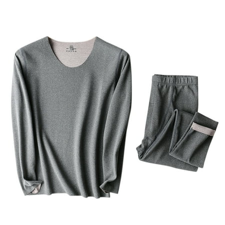 

Womens Lingerie Sets Mens Solid Color Thermal Underwear Stretch Top & Pants Set