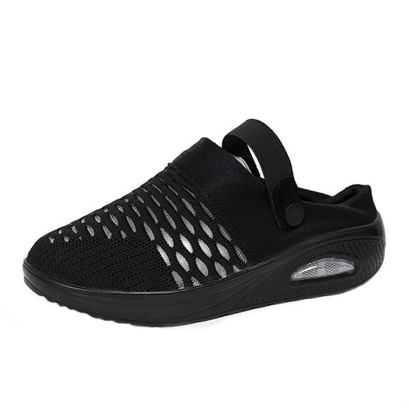 Anuirheih Slip on Sandals Women,Women's Shoes Low-top Casual Lightweight Lazy Walking Shoes Flying Woven Slippers(Black)