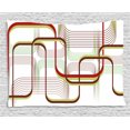 thumbnail image 1 of Modern Tapestry, Geometric Contemporary Wavy Lines with Abstract Shapes Designs Art Image, Wall Hanging for Bedroom Living Room Dorm Decor, 60W X 40L Inches, Khaki Burgundy White, by Ambesonne, 1 of 1