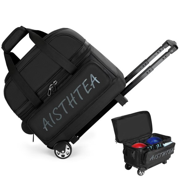 Bolsa para bolas de bolos Aisthtea, carrito de 2 bolas con ruedas, Shoe Comp