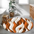 thumbnail image 3 of Round Rug 4Ft Washable Non-Slip, Burnt Orange White Moire Circle Area Rugs for Living Room Bedroom, Modern Abstract Art Indoor Floor Mats Carpet Runner for Home Decor Aesthetic, 3 of 8