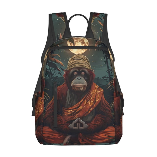 Disketp Banana Leaf Meditating Gorilla Mochila Ligera e Impermeable, Mochila de Día Resistente para Viajes, Senderismo y Uso Diario para Hombre y Mujer