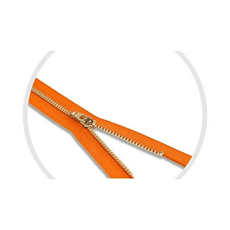 #4.5 Brass Pants Orange Medium Weight YKK Zipper - Orange #523 - Made in The United States (1 Zipper Per Pack) (6  Inches)