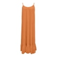 thumbnail image 6 of APEXFWDT Women's Summer Maxi Dress Backless Cami Cotton Linen Flowy Dresses Spaghetti Straps Beach Long Swing Dress,M,Orange, 6 of 6