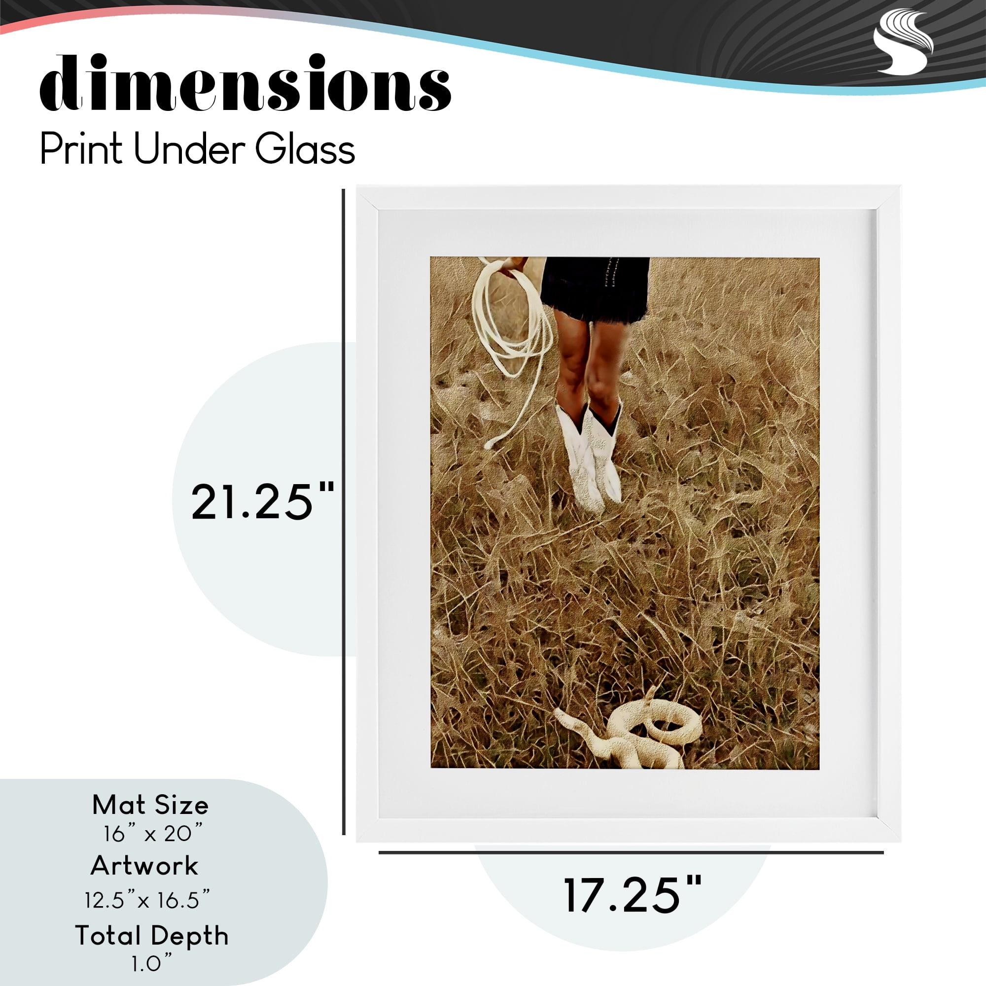 With Her Lasso & Snake White Framed Print Under Glass, design by Jesse Keith