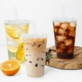 thumbnail image 5 of 100 Pack 24 oz Clear Plastic Cups with Lids and Straws, Disposable Plastic Coffee Cups with Lids for Iced Coffee, Cold Beverages, Smoothies and To-Go Drinks, 5 of 7