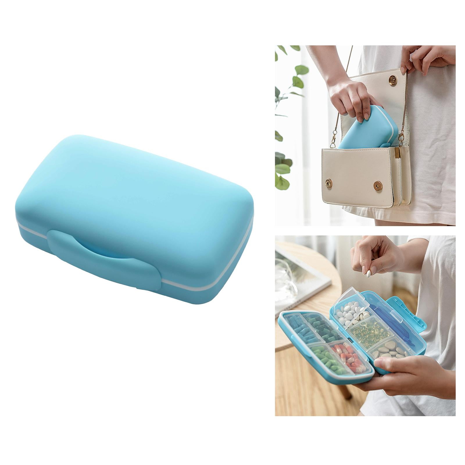 Wswqop 2x 7 Days Medicine Container Holder Tablet Pill Sorter Case Organizer