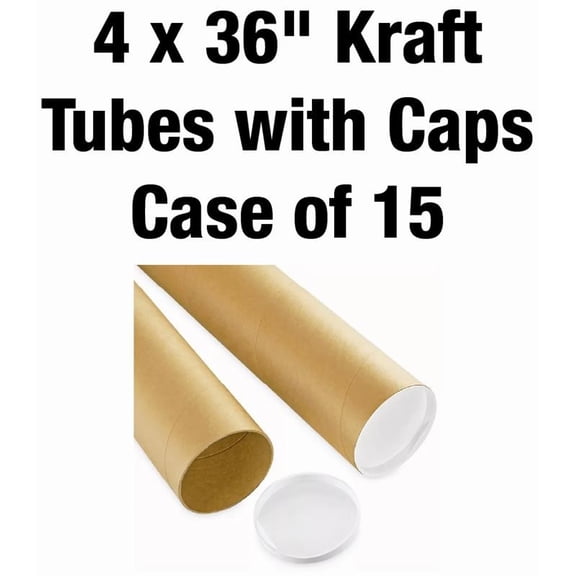 4 x 36" Kraft Tubes with Caps Case of 15