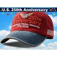 thumbnail image 7 of U.S. Navy 250th Anniversary Hat, Retro Washed AdjUStable Cap, Patriotic Tribute Style with U.S. Flag, Celebrate 250 Years of National Honor, Made in U.S, Blue, 7 of 7