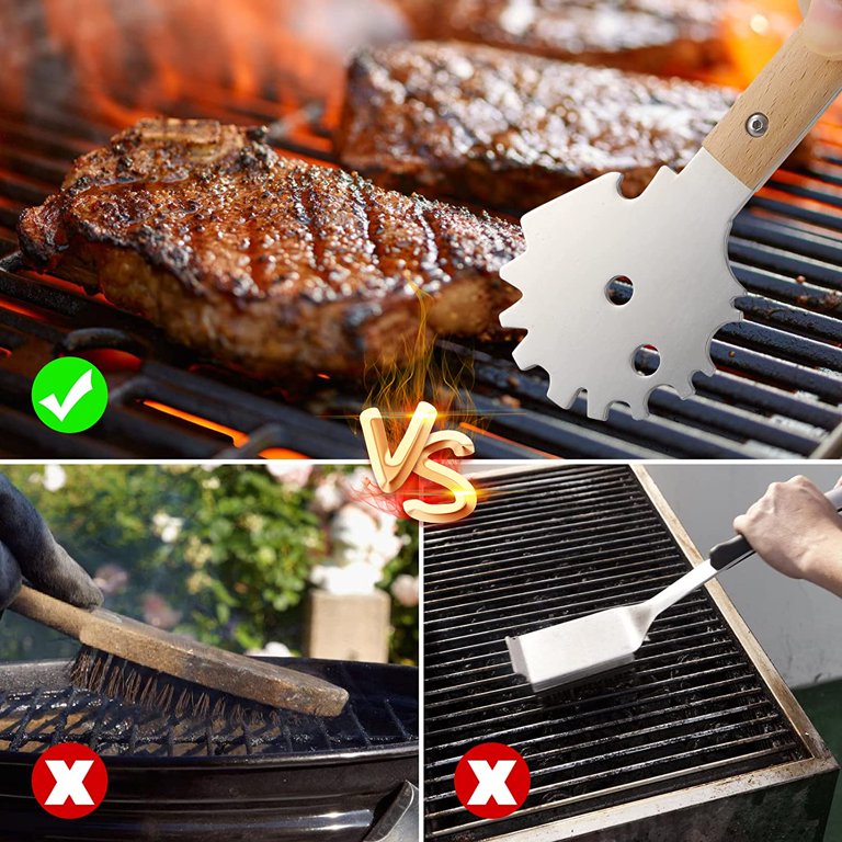  Grill Rescue BBQ Replaceable Scraper Cleaning Head, Bristle  Free - Durable and Unique Scraper Tools for Cast Iron or Stainless-Steel  Grates, Barbecue Cleaner (Grill Grate Brush with Scraper) : Patio, Lawn