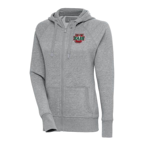 Women's Antigua Heather Gray WashU Victory Full-Zip Hoodie