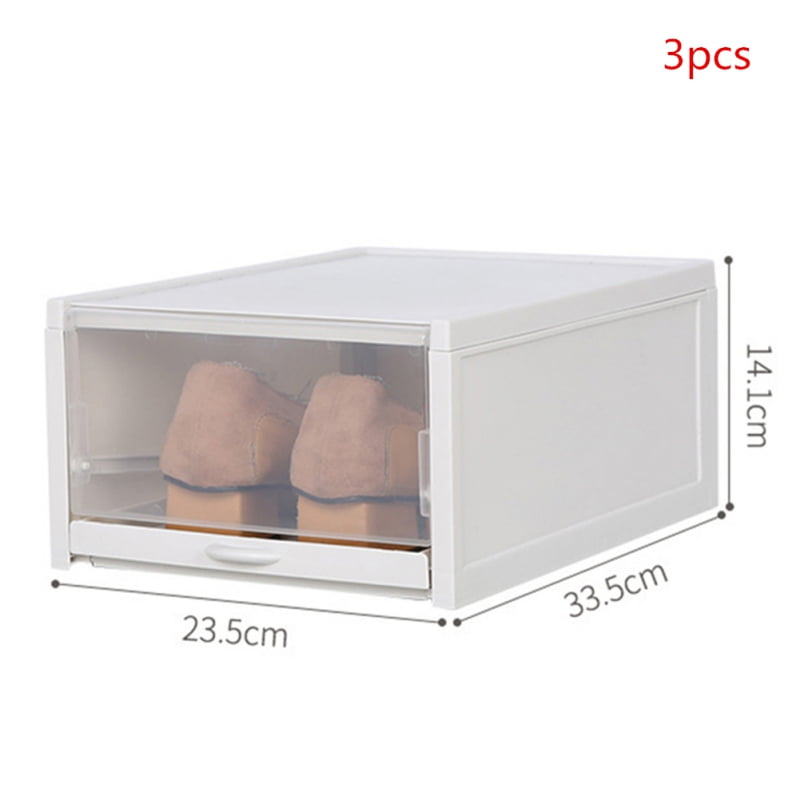 Storage Shoes Box Womens Mens Shoe Plastic Foldable Stackable Sneaker Display Container Clear Closet Shelf Organizer 3 Pack Com Storage Shoes Box Womens Mens Shoe, Men S Shoe Box Storage Ideas