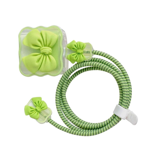 Funda protectora perfke para cables de datos USB Lazo Nudo Verde