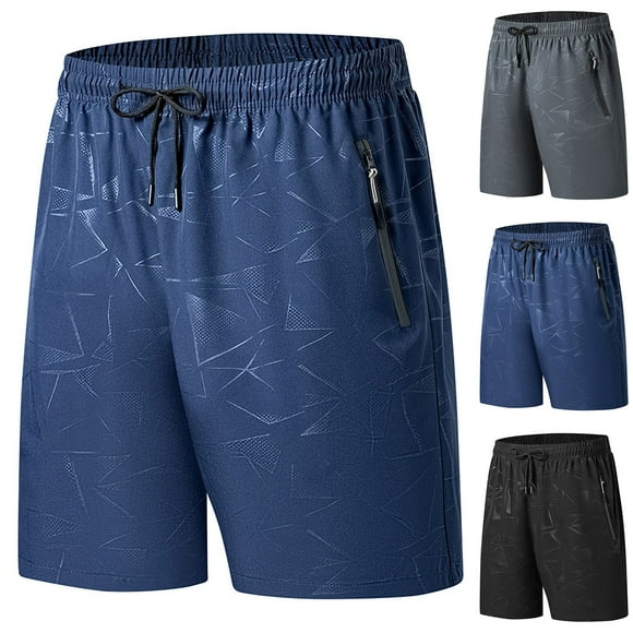 DDAPJ pyju Birthday Gifts! Men's Gym Workout Shorts with Zipper Pockets Lightweight Quick Dry Running Athletic Shorts Ice Silk Elastic Shorts Blue M