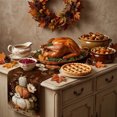 thumbnail image 5 of Fall Table Runner,13x72 Inch Pumpkins Fall Decorations for Home Party,Thanksgiving Dinner Table Centerpiece Layout,Seasonal Kitchen Decor,Wine, 5 of 6