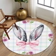 thumbnail image 2 of Round Rug 6Ft Washable Non-Slip, Easter Circle Area Rugs for Living Room Bedroom, Cute Rabbits Ears Bow Daisy Flower Watercolor Plaid Indoor Floor Mats Carpet Runner for Home Decor Aesthetic, 2 of 8