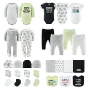 The Peanutshell Newborn Layette Gift Set, Green Funny Basics, 30 Essential Pieces, 0-3 Months