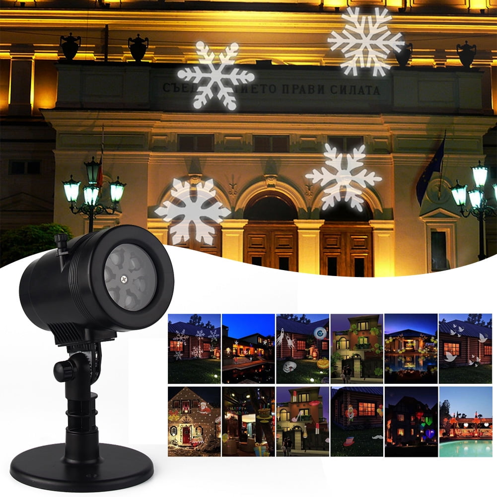 Waterproof Snowflake Rotating Projector Lights,12 Pattern LED Moving
