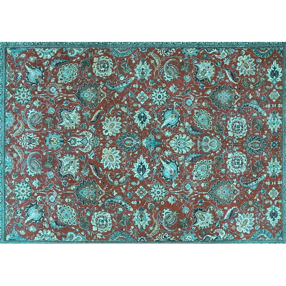 Ahgly Company Indoor Rectangle Persian Light Blue Traditional Area Rugs, 7' x 10'