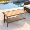 thumbnail image 5 of DWVO 70 Gallon Outdoor Storage Bench w/Cushion and Coffee Table, Wicker Storage Deck Box w/Seat, All-Weather Rattan Storage Seating for Patio Furniture, 5 of 9