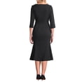 thumbnail image 3 of INSPIRE CHIC Women's Elgant Fishtail Dress Square Neck Belted 3/4 Sleeve Work Mermaid Dresses XL Black, 3 of 5