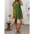 thumbnail image 6 of Women A Line Dress Bamboo Cotton V Neck Short Sleeve Summer Mid Length Loose Fit, 6 of 7