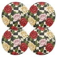 thumbnail image 2 of Ryvnso Roses Flower on Lattice Round Plate Mats Dining Table Placemat Set of 6 for Holiday Decoration, 2 of 7