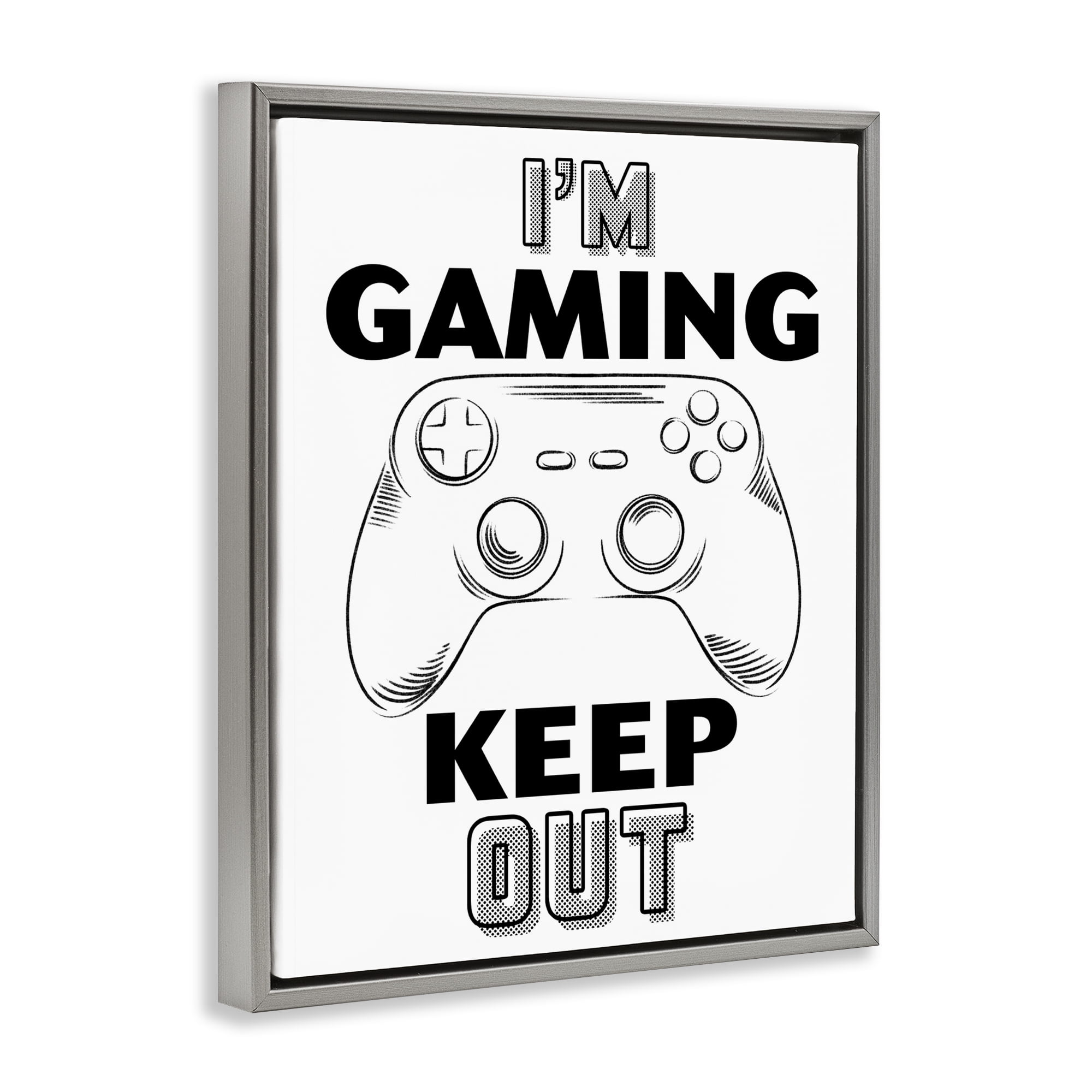 Stupell Industries Gaming Keep Out Gray Framed Floater Canvas Wall Art, design by Marcus Prime