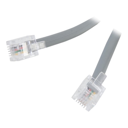 UPC: 0757120095934 | C2G 09593 RJ11 6P4C Straight Modular Cable  Silver (50 Feet  15.24 Meters)